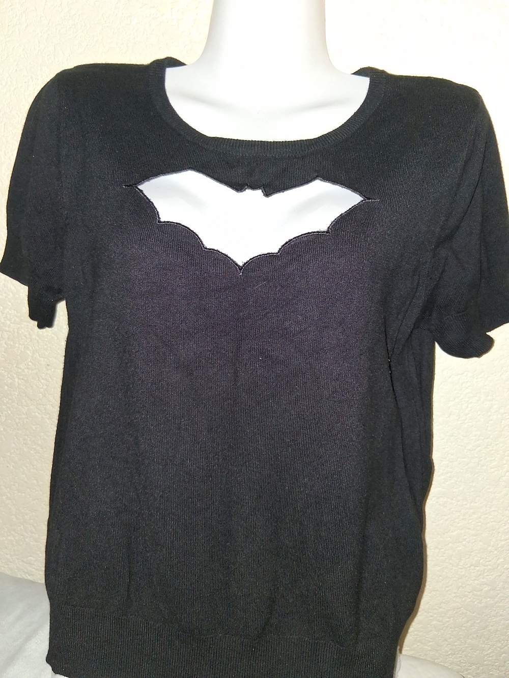 Hell Bunny Black Bat Cutout Sweater Top - Picture 2 of 11